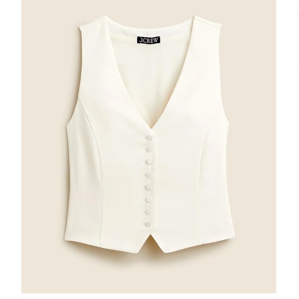 J. Crew Ivory Crepe Vest